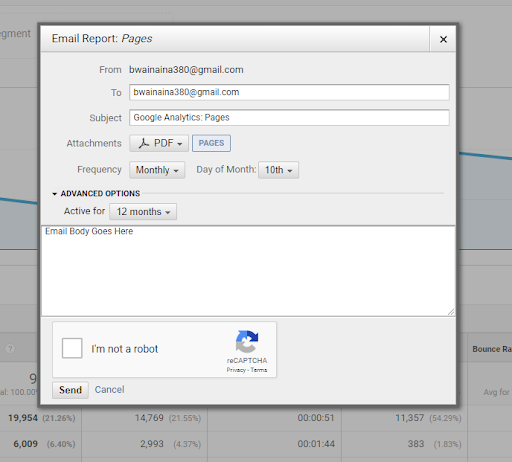 Google Analytics gives you the ability to use advanced report options - Google Analytics email reports
